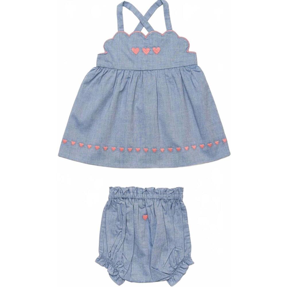 NEW EARLY SUNDAY girl's alice dress with bloomers set in summer sky